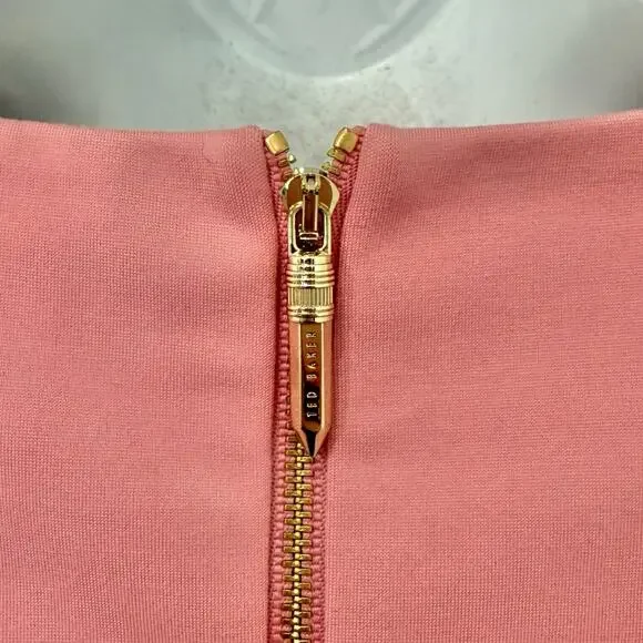 Ted Baker Pink Patron Front Tie Mini Sleeveless Dress size 5 / XL / 12 NEW Tags - Picture 8 of 16